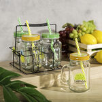 Alberto 4Pcs Glass Mug With Metal Holder V:450Ml Summer Design image number 0
