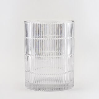 Homez silver ribbed glass waste bin 18*18*26 cm