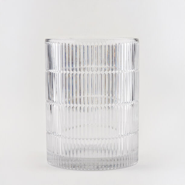 هومز سلة مهملات زجاج فضي مضلّع 18*18*26 سم image number 0