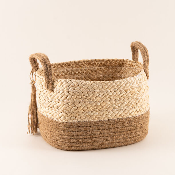 Homez jute robe storage basket woven 32*26*22cm, beige image number 0
