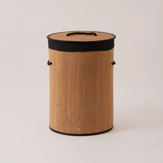 Cottage Bamboo Laundry Hamper With Cotton Rope Handle, Brown35*35*50 Cm