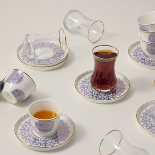 La Mesa Tea And Coffee Set 18 Pieces Blue Metalic Effect