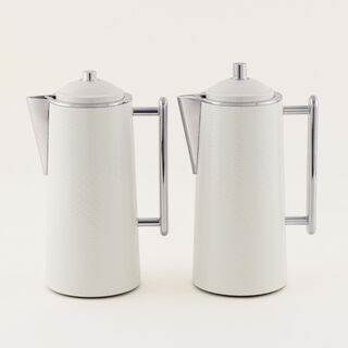 Dallaty 2Pieces Stainless Steel Thermos Set, White and Silver, 1L + 1L