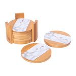 Bamboo Coasters Marble Surface Round 11.5Cm image number 1
