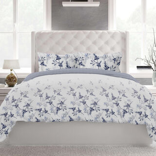 Cottage blue fuana comforter set queen size with 3 pieces