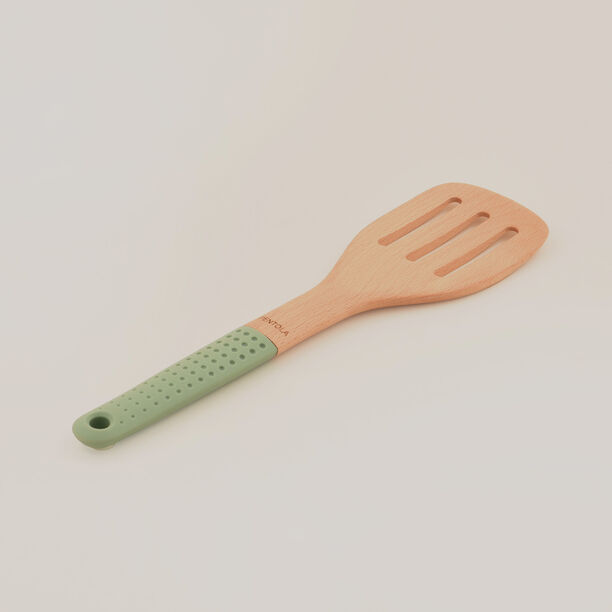 Pentola wood slotted turner, silicone handle, green 30*7.9*1.5 cm image number 1