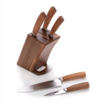 Alberto Acacia Wood Knife Block With 5 Wood Knives Set image number 1
