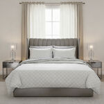 كوتاج طقم لحاف قطن 6 قطع بتصميم هندسي كينج، رمادي 240*220سم image number 0