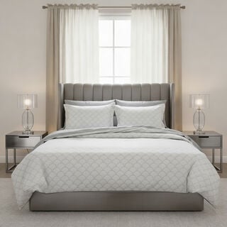 Cottage 6pcs cotton comforter set king, 240*220cm, geo grey pattern