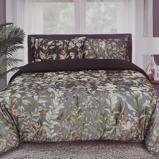 3 piece Boutique Blanche Dark Green Cotton Lyocell king size comforters set