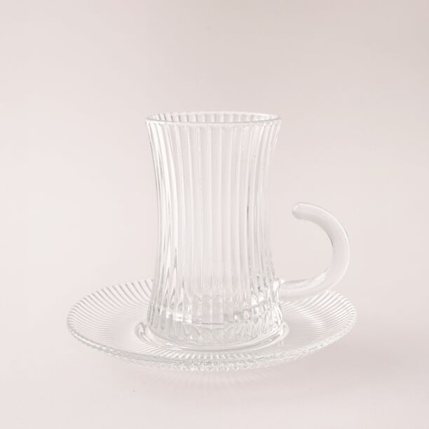 Dallaty clear glass with ine pattern tea and coffee set 18 pcs image number 1