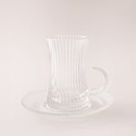 Dallaty clear glass with ine pattern tea and coffee set 18 pcs image number 1