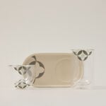Dallaty beige glass and porcelain Saudi coffee and tea cups set 21 pcs image number 1