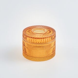 Homez Glass Ribbed Tissue Box 16*16*11Cm, Orange