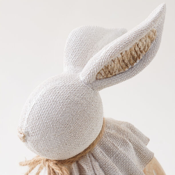 Homez Resin Woodcarved Rabbit With Hemp Rope, Beige 16.5*10.5*26Cm image number 3