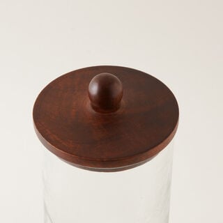 Alberto set of 2pcs clear hammered glass canisters with wooden lids