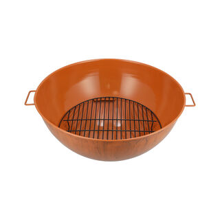 Homez Wooden Texture Firepit Iron Bowl And Stainless Steel Lid Brown Color