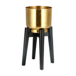 Planter Gold With Wood Stand Gold image number 0