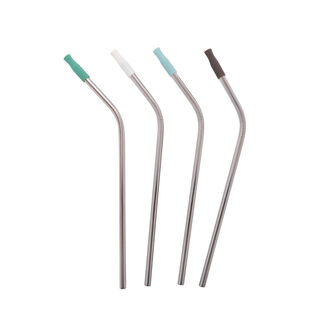Alberto Stainless Steel Straws With Silicone Tips & Cleaning Brush Set 4 Pcs 