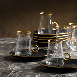 12 Pieces Tea Set Beyaz Black