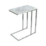 Silver Stainless Steel Side Table With Marble Top image number 3