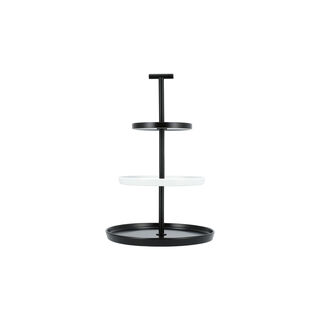 La Mesa white/black porcelain 3 pc cake plate