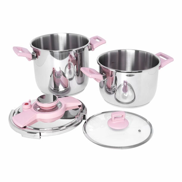 Alberto Pressure Cookers Set With Pink Handles image number 1