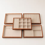 Homez wooden jewelry organizer with divisions 25*18*13cm image number 3