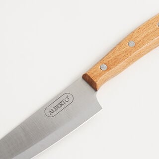 Alberto stainless steel chef knife 7.75" with wooden handle, brown