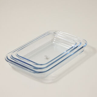 Alberto Value Pack 3Pcs Rectangular Glass Roasters (V:1.6 + V:2.2 + V:3 L)