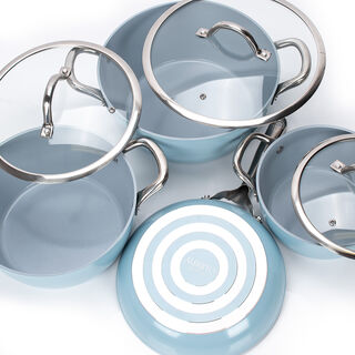 7Pcs Forged Cookware Set With Ceramic Coating Inside Grey