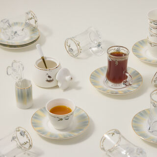 Dallaty white porcelain and glass Tea and coffee cups set 28 pcs