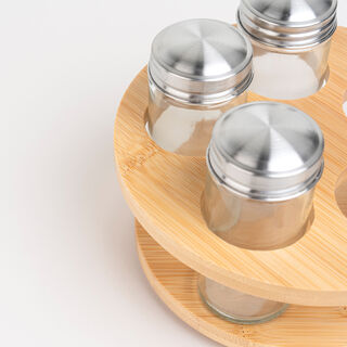 Alberto glass spice jar set with bamboo stand 5 pcs
