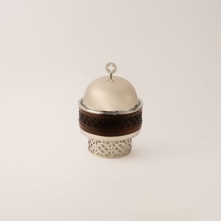 La Mesa small food server with stand in silver metal 1.5 L
