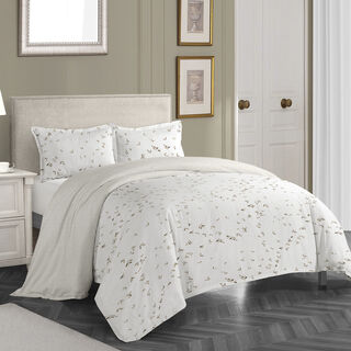 Cottage off white leaf print comforter set queen size with 3 pieces