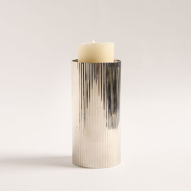 Mawaddah large cylindrical candle holder silver stainless steel Mawaddah collection 9*9*20 cm image number 2