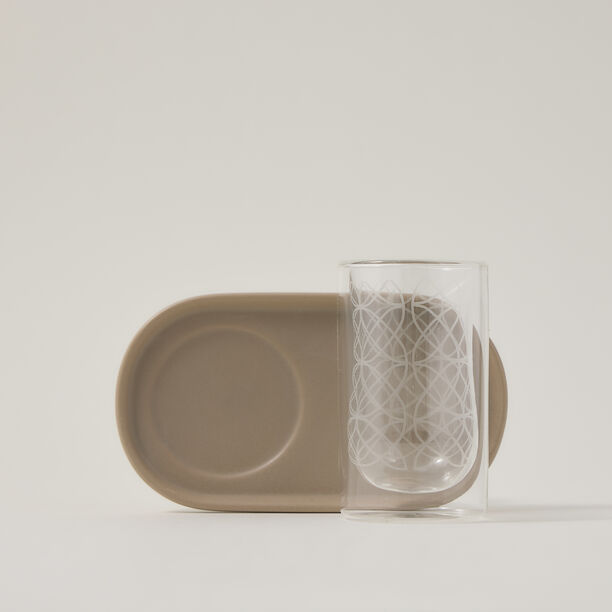 Dallaty beige glass and porcelain tea cups set 12 pcs image number 3