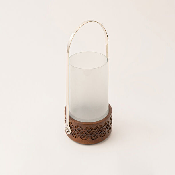 Homez wood and silver lantern 9*9*18 cm image number 1