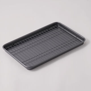 Alberto cookie pan with metal rack, grey metal, 15"
