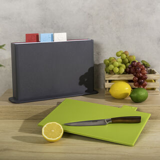 4PCS CUTTING BOARDS WITH GREY STAND