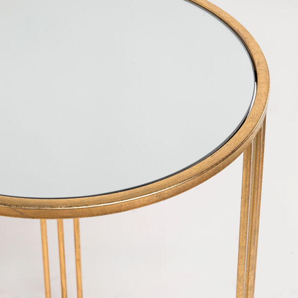 Side Table Set Of 2 Gold With Mirror Top Big image number 4