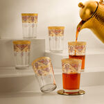 6 Pc Morrocan Tea Cups Manuiscript Glass image number 0
