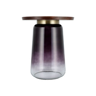 Side Table Glass Base And Metal Top 41*45 cm
