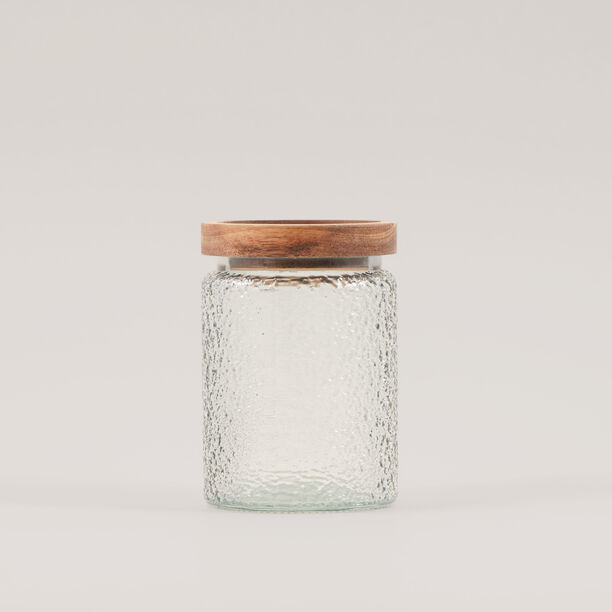 Alberto 3pcs glass canister set with acacia wooden lids image number 2