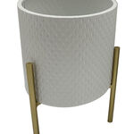 Metal Planter White With Legs Gold image number 0