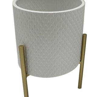 Metal Planter White With Legs Gold