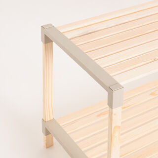 Homez Fixwood 2 Floor Wooden Shelf, Beige45*33*66Cm