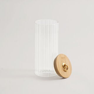 Alberto glass canister with bamboo lid 9*9*15.5cm