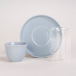 Dallaty light blue glass and porcelain Tea and coffee cups set 18 pcs image number 1
