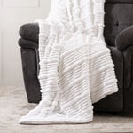 Contrast ribs jacquard flannel blanket 150*200cm white image number 1